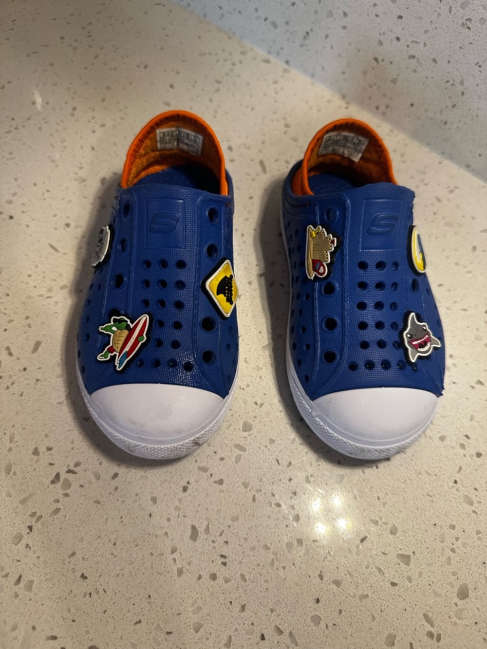 Toddler Boy Skechers Blue Slip-On water Shoes with gibbets